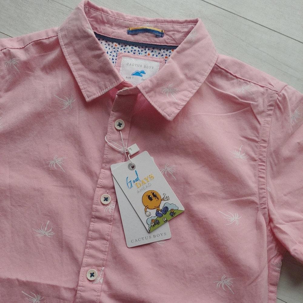 Cactus Boys Pink Palms Button Down Shirt